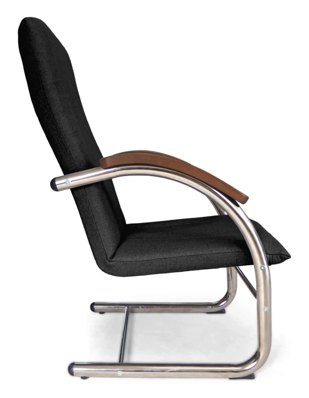 Fotel tapicerowany Finka Happy gładki na metalowym stelażu do salonu - czarny Sawana 14