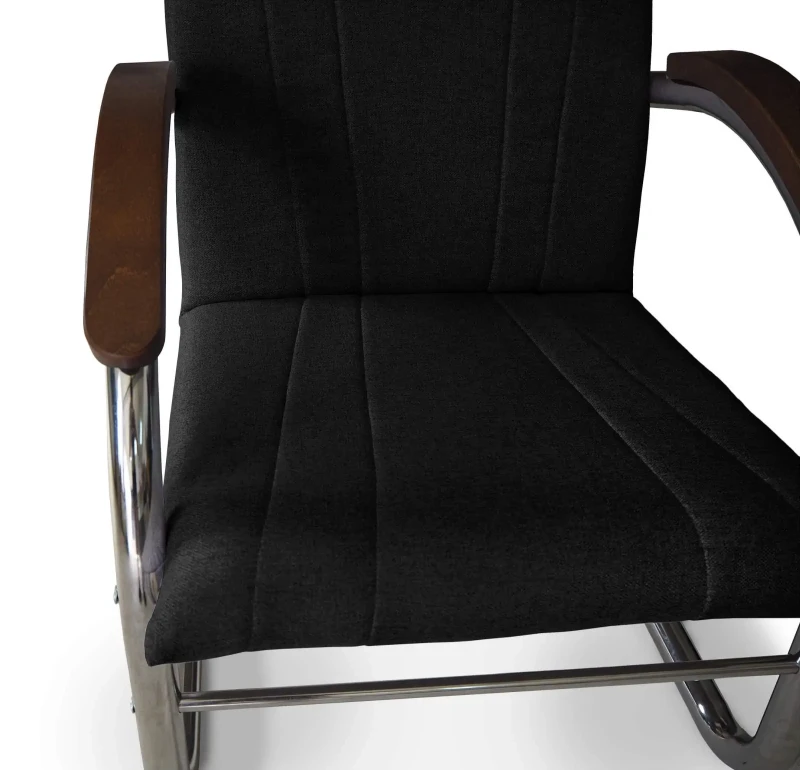 Fotel tapicerowany Finka Happy gładki na metalowym stelażu do salonu - czarny Sawana 14