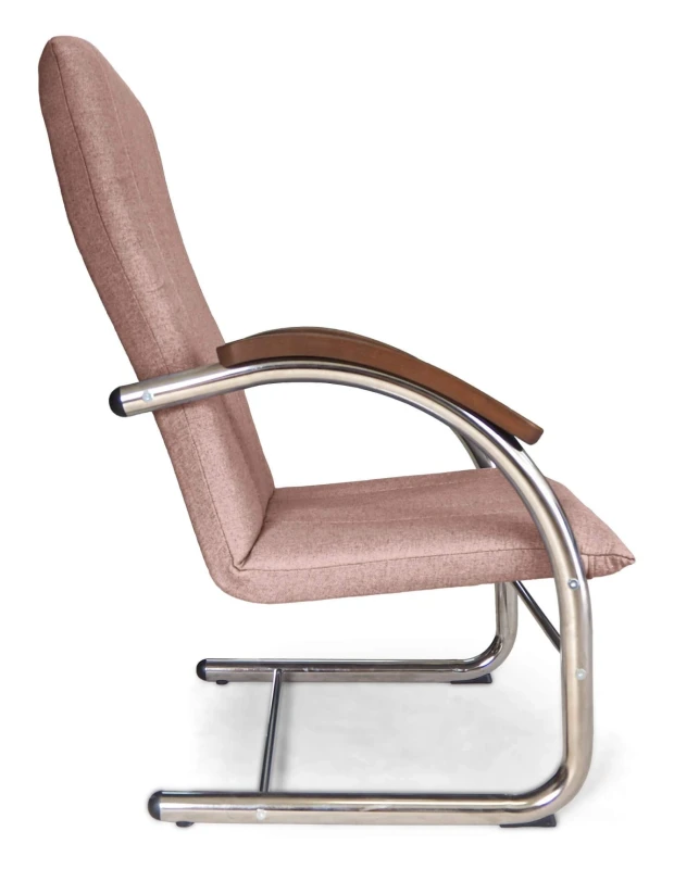 Fotel tapicerowany Finka Happy gładki na metalowym stelażu do salonu - jasny róż Malmo 61