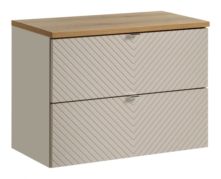 Szafka łazienkowa pod umywalkę 80 cm VIVA CASHMERE 2 szuflady  - aranżacja z blatem