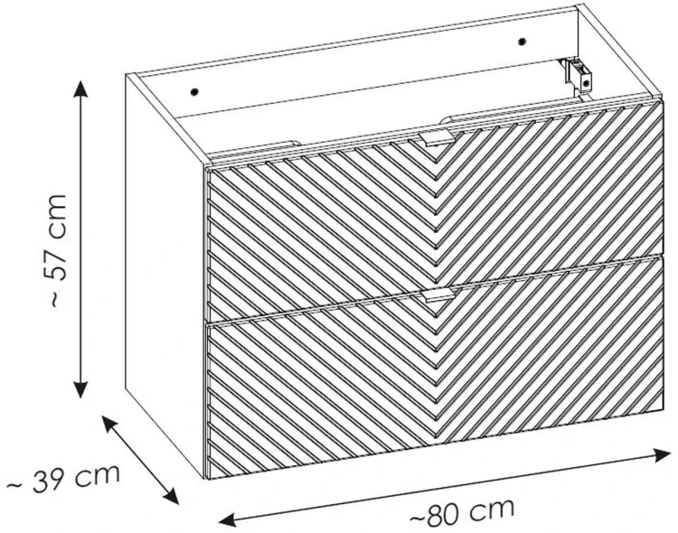Szafka łazienkowa pod umywalkę 80 cm VIVA CASHMERE 2 szuflady - wymiary