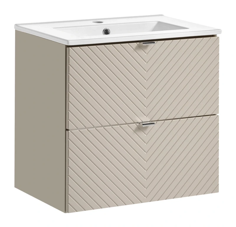 Szafka łazienkowa pod umywalkę 60 cm VIVA CASHMERE 2 szuflady - aranżacja z umywalką