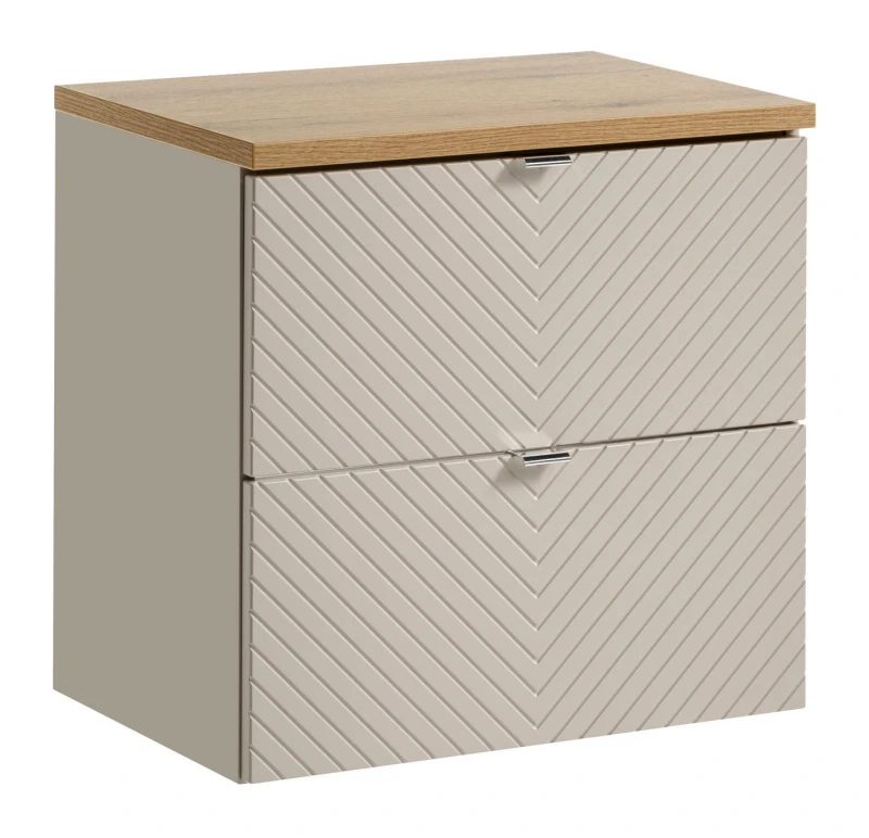 Szafka łazienkowa pod umywalkę 60 cm VIVA CASHMERE 2 szuflady - aranżacja z blatem