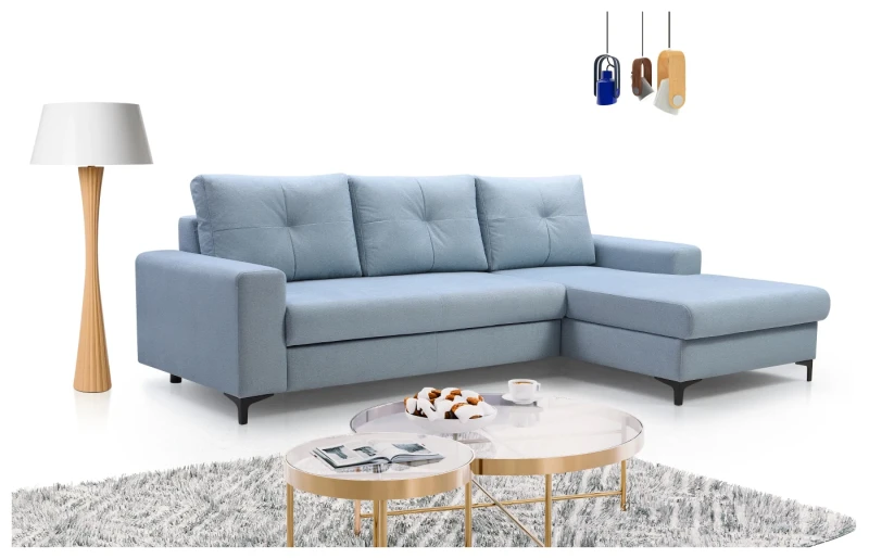 Narożnik rozkładany AVRA 251 cm z funkcją spania i pojemnikiem na pościel