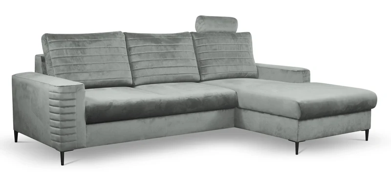 Narożnik rozkładany COLLIN 253 cm z funkcją spania i pojemnikiem na pościel - Velluto - Grey 16