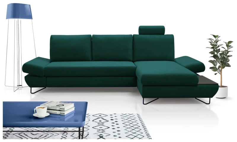 Narożnik rozkładany LOFT 284 cm z funkcją spania i pojemnikiem na pościel - Monolith 37