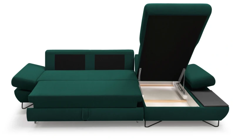 Narożnik rozkładany LOFT 284 cm z funkcją spania i pojemnikiem na pościel - Monolith 37