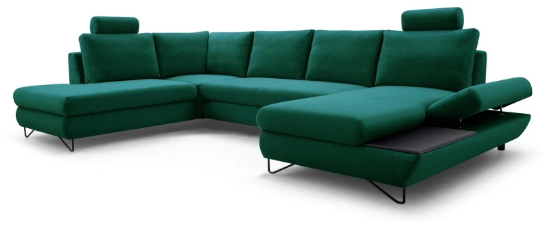 Narożnik rozkładany LOFT III 344 cm z funkcją spania i pojemnikami na pościel - Monolith 37