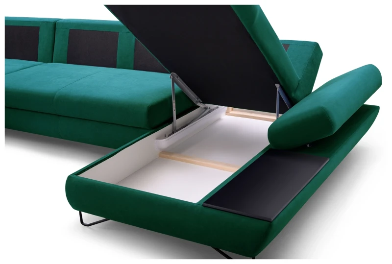 Narożnik rozkładany LOFT III 344 cm z funkcją spania i pojemnikami na pościel - Monolith 37