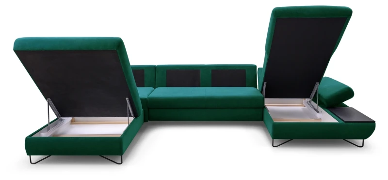 Narożnik rozkładany LOFT III 344 cm z funkcją spania i pojemnikami na pościel - Monolith 37