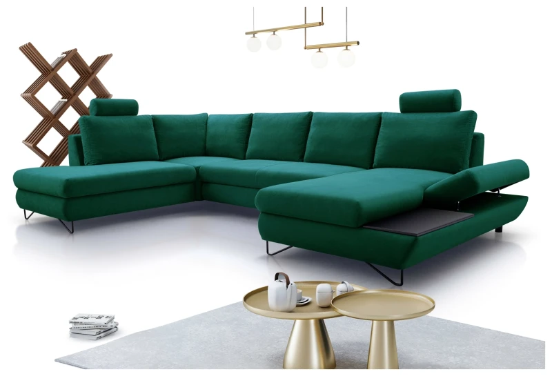 Narożnik rozkładany LOFT III 344 cm z funkcją spania i pojemnikami na pościel - Monolith 37