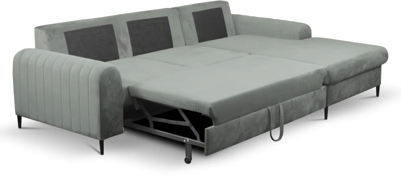 Narożnik rozkładany MONACO 251 cm z funkcją spania i pojemnikiem na pościel - Velluto Grey 16