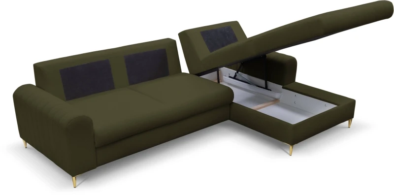 Narożnik rozkładany MONACO 251 cm z funkcją spania i pojemnikiem na pościel - Loft 10