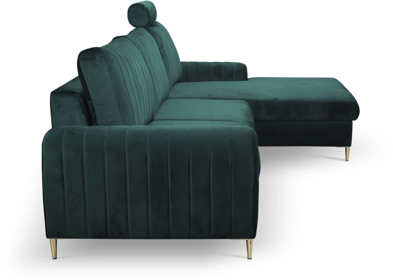 Narożnik rozkładany MONACO 251 cm z funkcją spania i pojemnikiem na pościel - Velluto Jungle Green 27