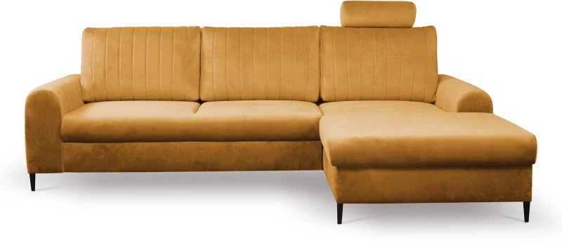 Narożnik rozkładany MONACO 251 cm z funkcją spania i pojemnikiem na pościel - Mustard 8