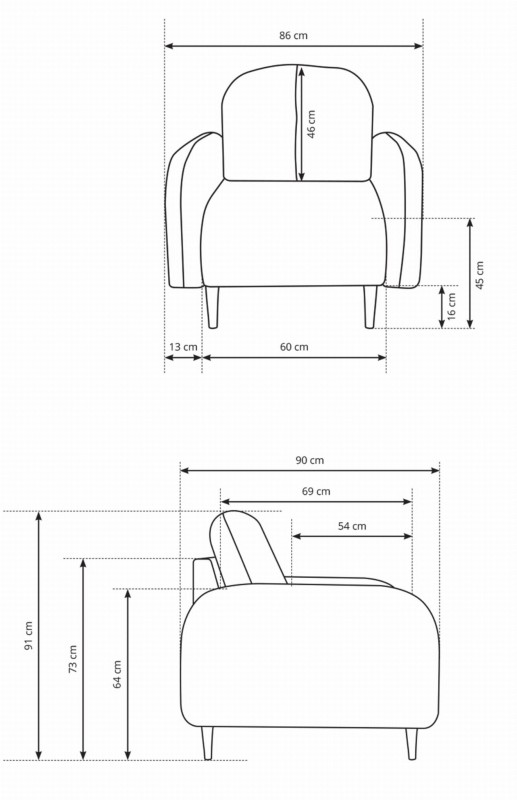 Fotel tapicerowany CLOUD nowoczesny do salonu