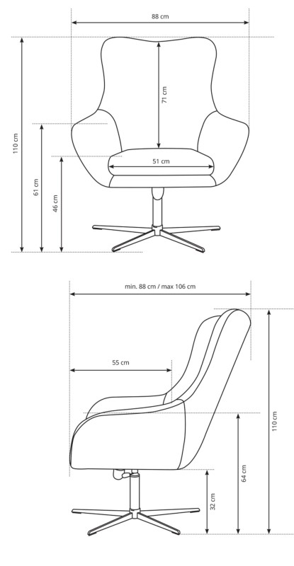 Fotel obrotowy ELIS tapicerowany nowoczesny do salonu