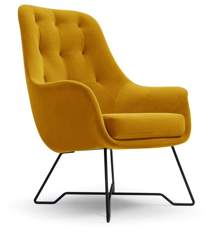 Fotel tapicerowany EZO nowoczesny do salonu - Velluto 8 Mustard