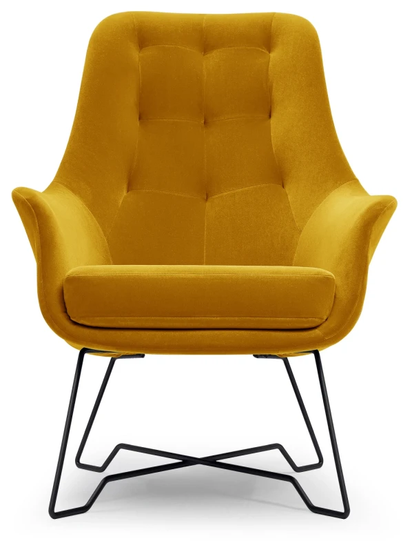 Fotel tapicerowany EZO nowoczesny do salonu - Velluto 8 Mustard
