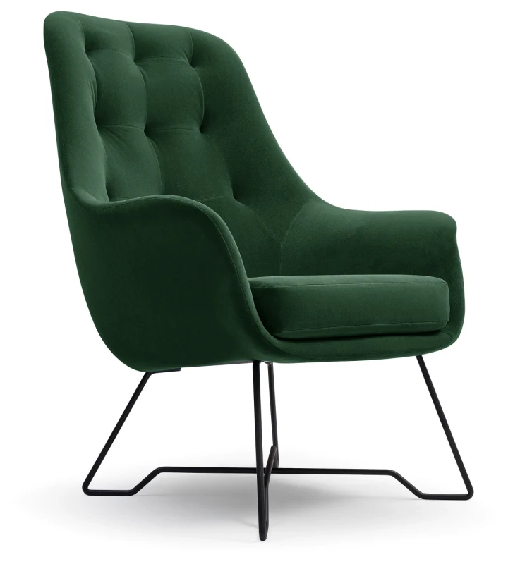 Fotel tapicerowany EZO nowoczesny do salonu - Velluto 10 Dark Green