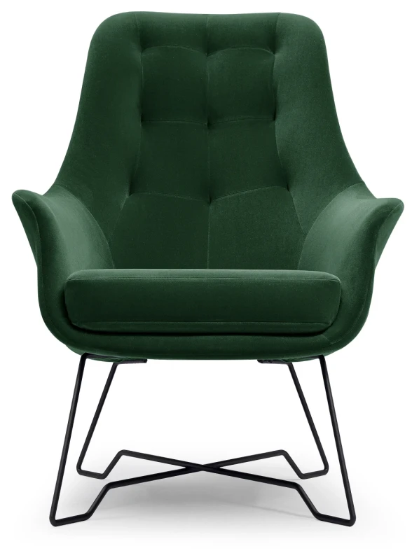 Fotel tapicerowany EZO nowoczesny do salonu - Velluto 10 Dark Green