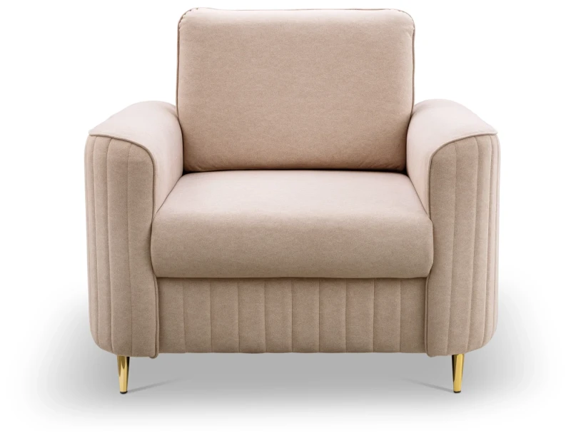 Fotel tapicerowany LAREN nowoczesny na złotych nóżkach do salonu - Castel 15
