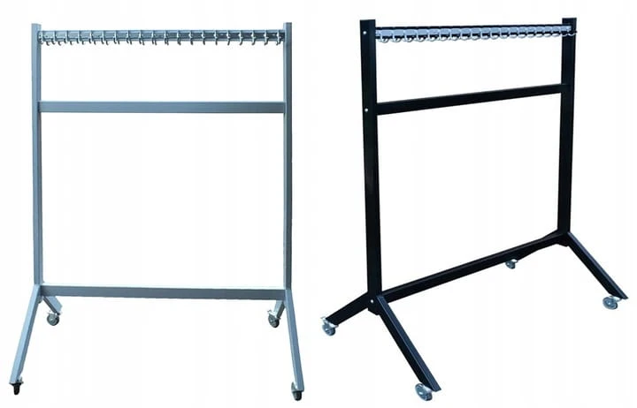 Wieszak do szatni 150 cm 50 hak Czarny/Srebrny