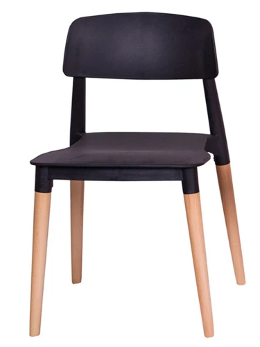 MODESTO krzesło ECCO czarne - polipropylen, podstawa bukowa
