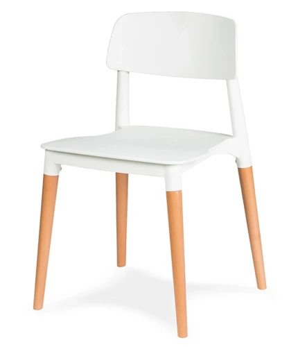 MODESTO krzesło ECCO białe - polipropylen, podstawa bukowa