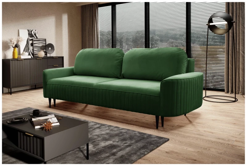 Sofa rozkładana VENA 244 cm z funkcją spania i pojemnikiem na pościel - Velluto 10 Dark Green
