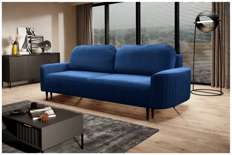 Sofa rozkładana VENA 244 cm z funkcją spania i pojemnikiem na pościel - Velluto 25 Navy