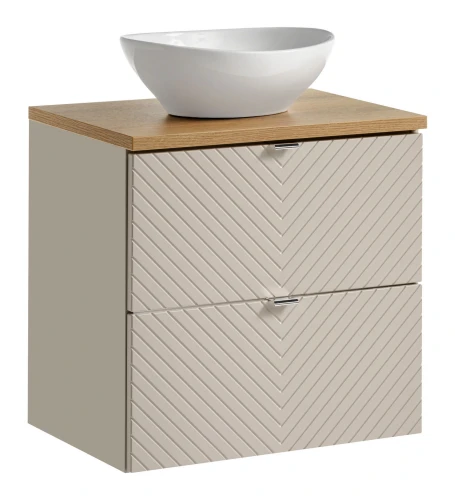 Zestaw mebli łazienkowych VIVA CASHMERE szafka 60 cm 2 szuflady z umywalką LOLA i blatem dąb 60 cm