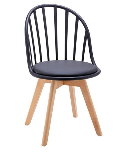 MODESTO krzesło ALBERT czarne - polipropylen, ekoskóra, drewno bukowe