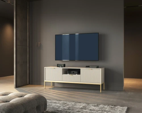 Szafka RTV Nova 154cm kaszmir - złoty stelaż