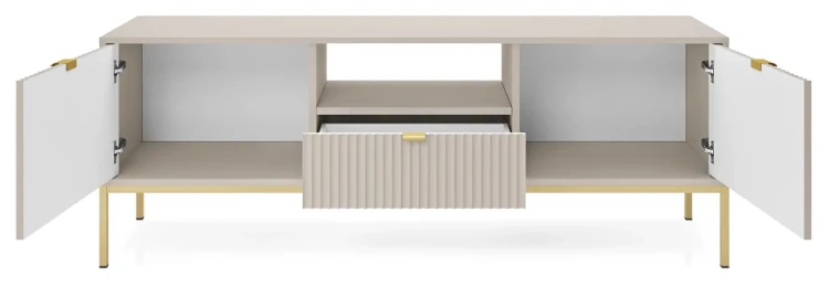 Szafka RTV Nova 154cm kaszmir - złoty stelaż