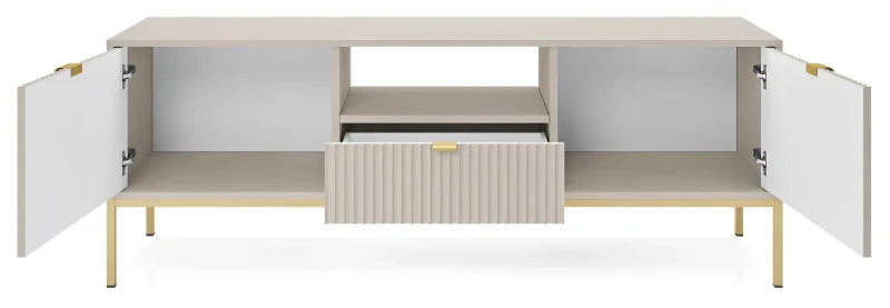 Szafka RTV Nova 154cm kaszmir - złoty stelaż