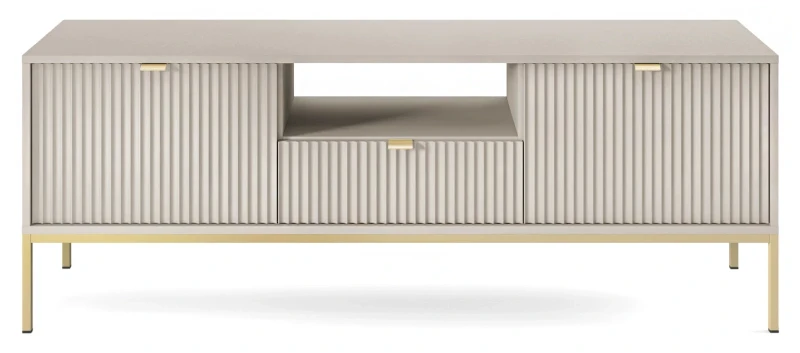 Szafka RTV Nova 154cm kaszmir - złoty stelaż