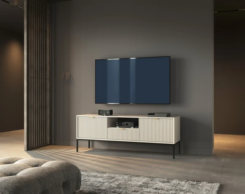 Szafka RTV Nova 154cm kaszmir - czarny stelaż
