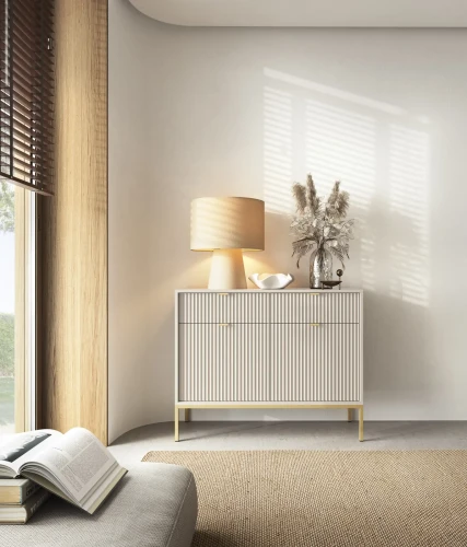 Komoda Nova 104 cm kaszmir - złoty stelaż