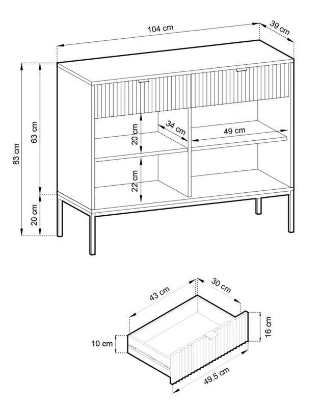 Komoda Nova 104 cm kaszmir