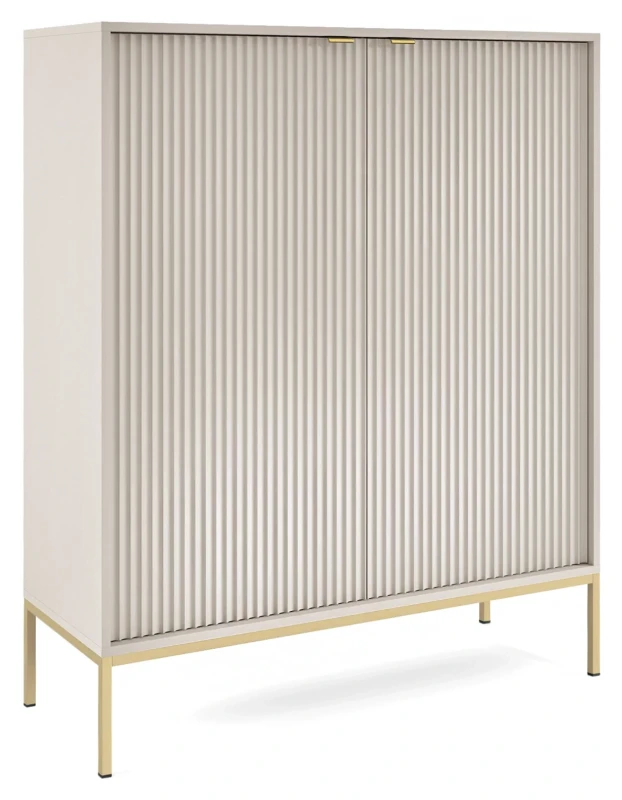 Komoda Nova 104 cm pojemna kaszmir - złoty stelaż