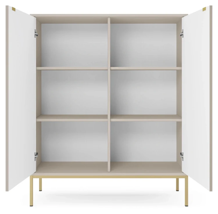 Komoda Nova 104 cm pojemna kaszmir - złoty stelaż