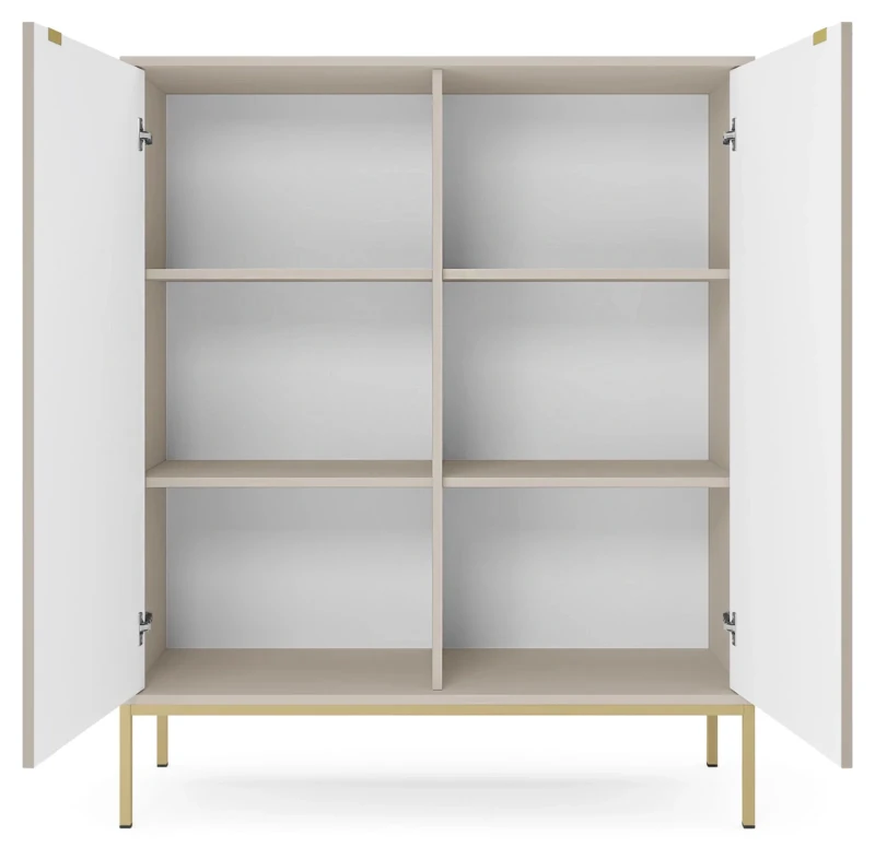 Komoda Nova 104 cm pojemna kaszmir - złoty stelaż
