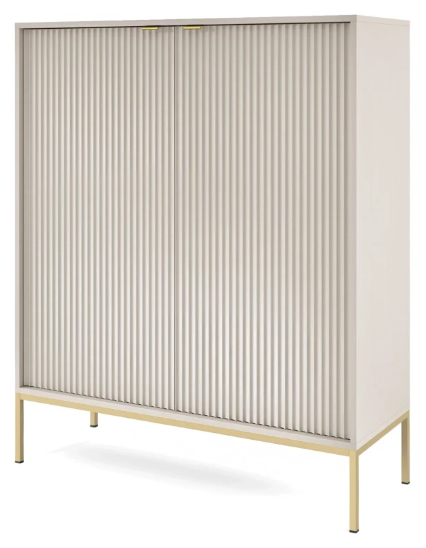 Komoda Nova 104 cm pojemna kaszmir - złoty stelaż