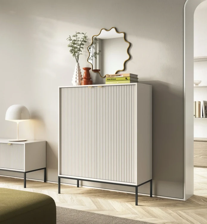 Komoda Nova 104 cm pojemna kaszmir - czarny stelaż