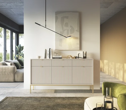 Komoda Nova 154 cm kaszmir - złoty stelaż