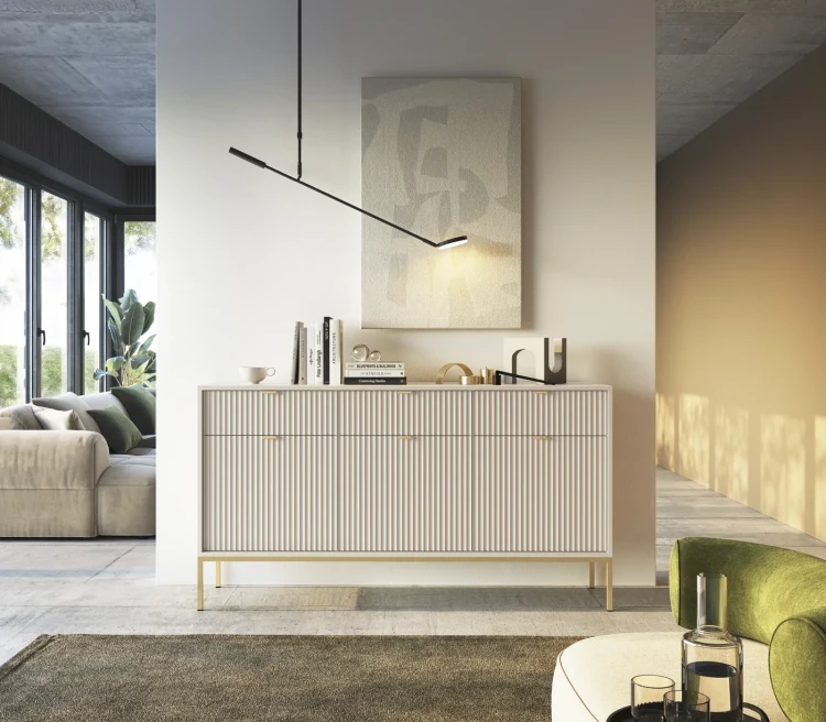 Komoda Nova 154 cm kaszmir - złoty stelaż
