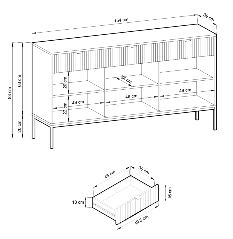 Komoda Nova 154 cm kaszmir
