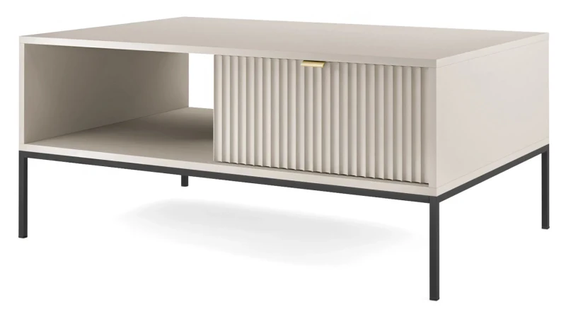 Stolik kawowy Nova 104 cm z szufladą kaszmir - czarny stelaż