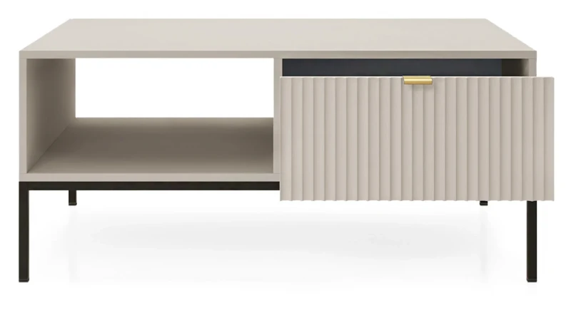 Stolik kawowy Nova 104 cm z szufladą kaszmir - czarny stelaż